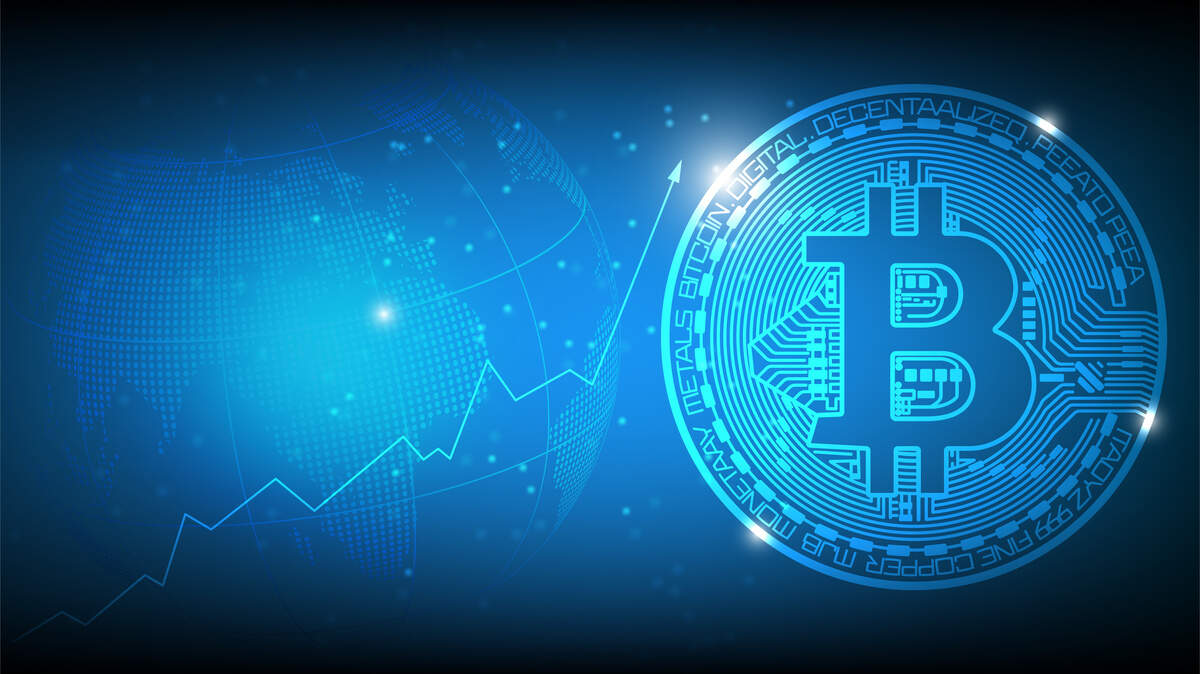 Bitcoin blue background