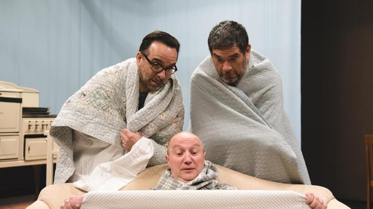 From left, David Narbona, Nick Zagone and Michael Barba star in “Beer For Breakfast.”