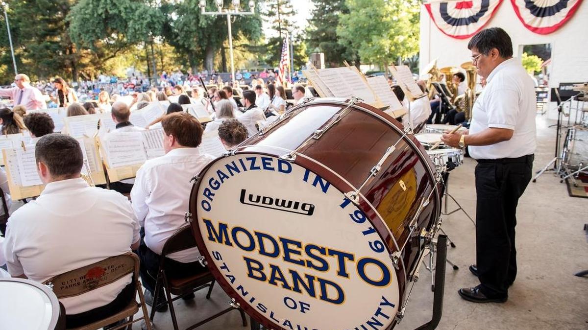Opening night concert of MoBand at the Mancini Bowl in Modesto’s Graceada Park in 2016.