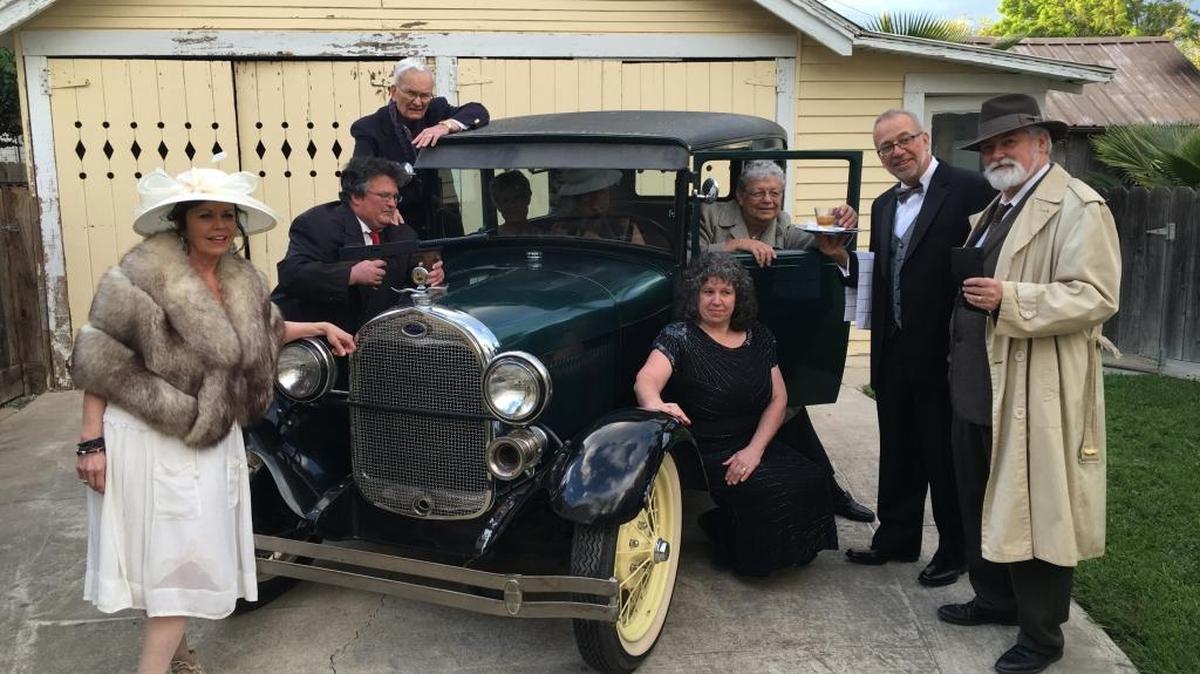 Cast members of the West Side Theatre production of “Who Killed F-Stop Fitzgerald.”
