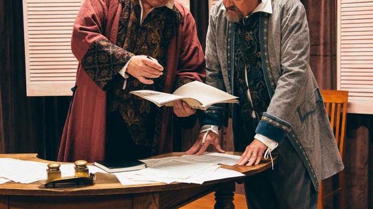 Jack Souza and Carl Bengston rehearse a scene from “33 Variations” for Prospect Theater Project.