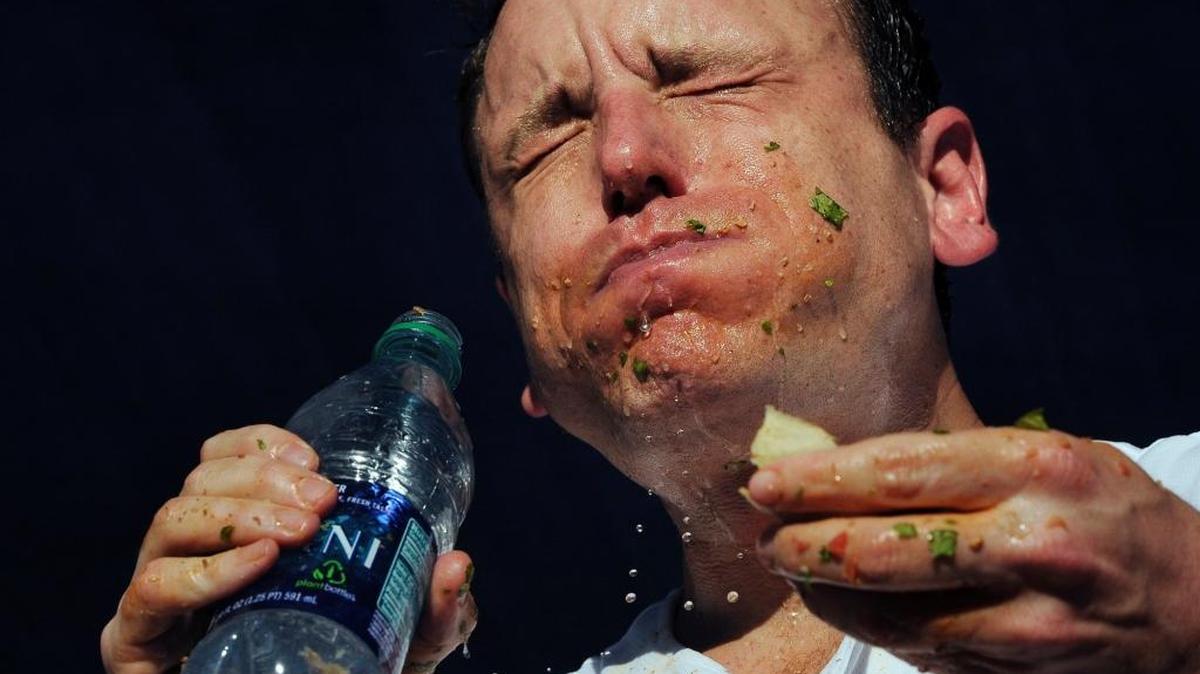 Joey Chestnut will compete Sunday at a bacon eating contest at the Bacon Festival in Lathrop/