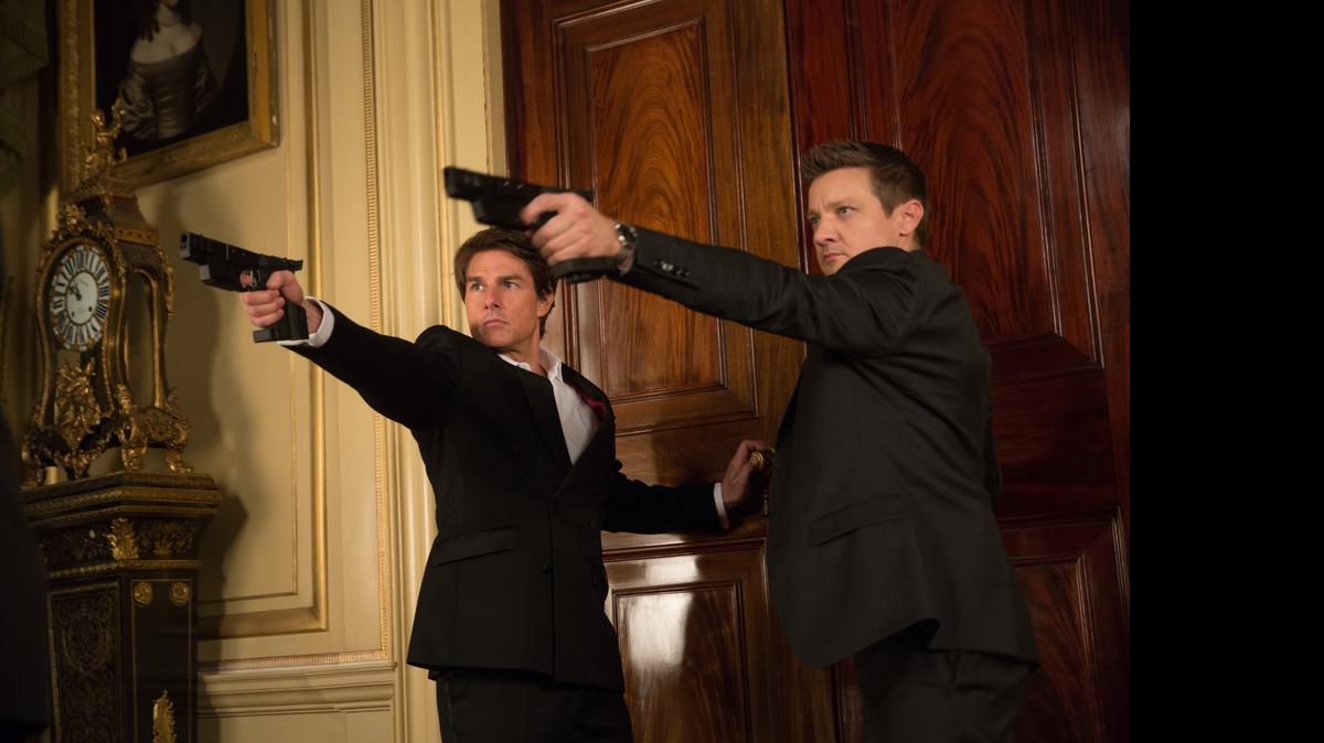 
Tom Cruise, left, and Jeremy Renner star in “Mission: Impossible – Rogue Nation,” opening today in theaters.
