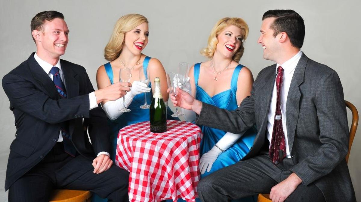 Chaz Feuerstine, Fiona McIntyre, Hannah Zilber and Jordan Cyphert star in Sierra Rep’s White Christmas.