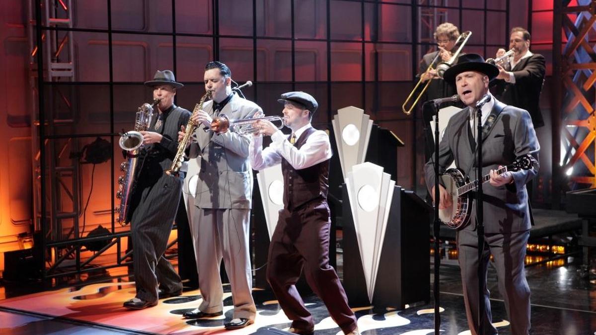 “Our style of music is really conducive to Christmas stuff. That big band swing is pretty classic,” said Glen Marhevka, center, Big Bad Voodoo Daddy’s trumpet player.