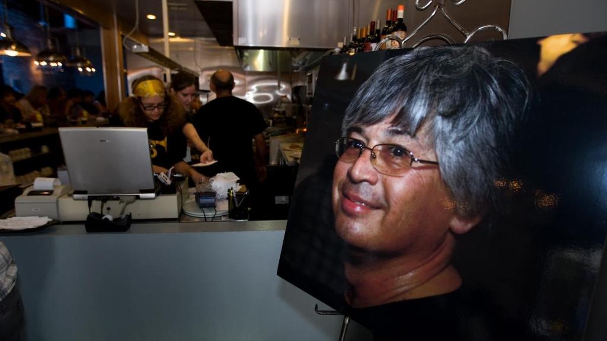 A picture of Ernie Bucio is displayed at the Barkin’ Dog Grill in Modesto during a fundraiser in 2011. The annual all-day scholarship fundraiser is Sunday, March 12, and features music by bands Bucio played with or led over his lifetime.