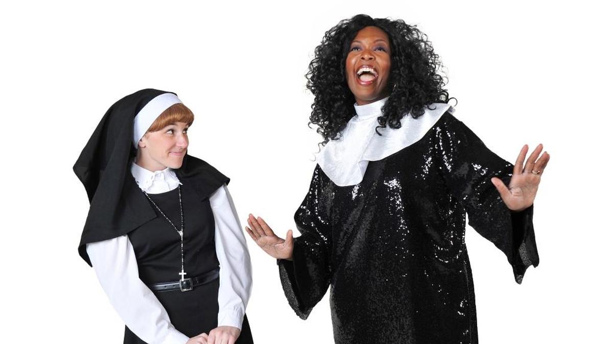 Sierra Repertory Theatre presents “Sister Act,” featuring Emily Kay Shrader, left, and Courtney Bruce, opening Saturday, Feb. 18, in Sonora.