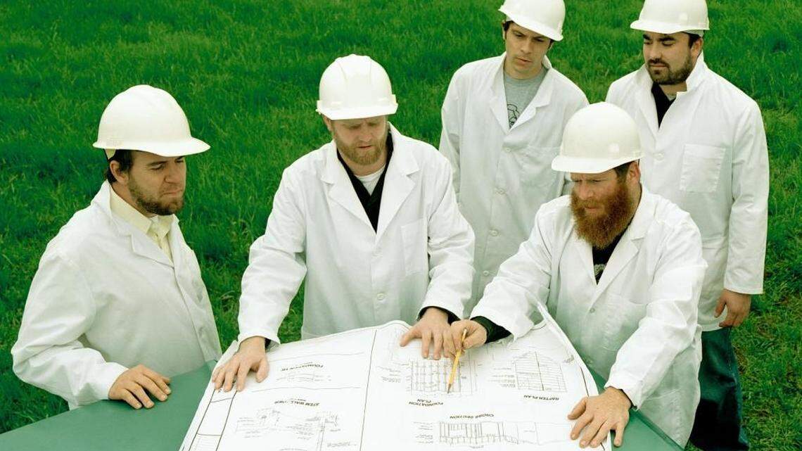 Grandaddy, seen in a recent publicity image, from left, Jason Lytle, Tim Dryden, Jim Fairchild, Aaron Burtch and the late Kevin Garcia.