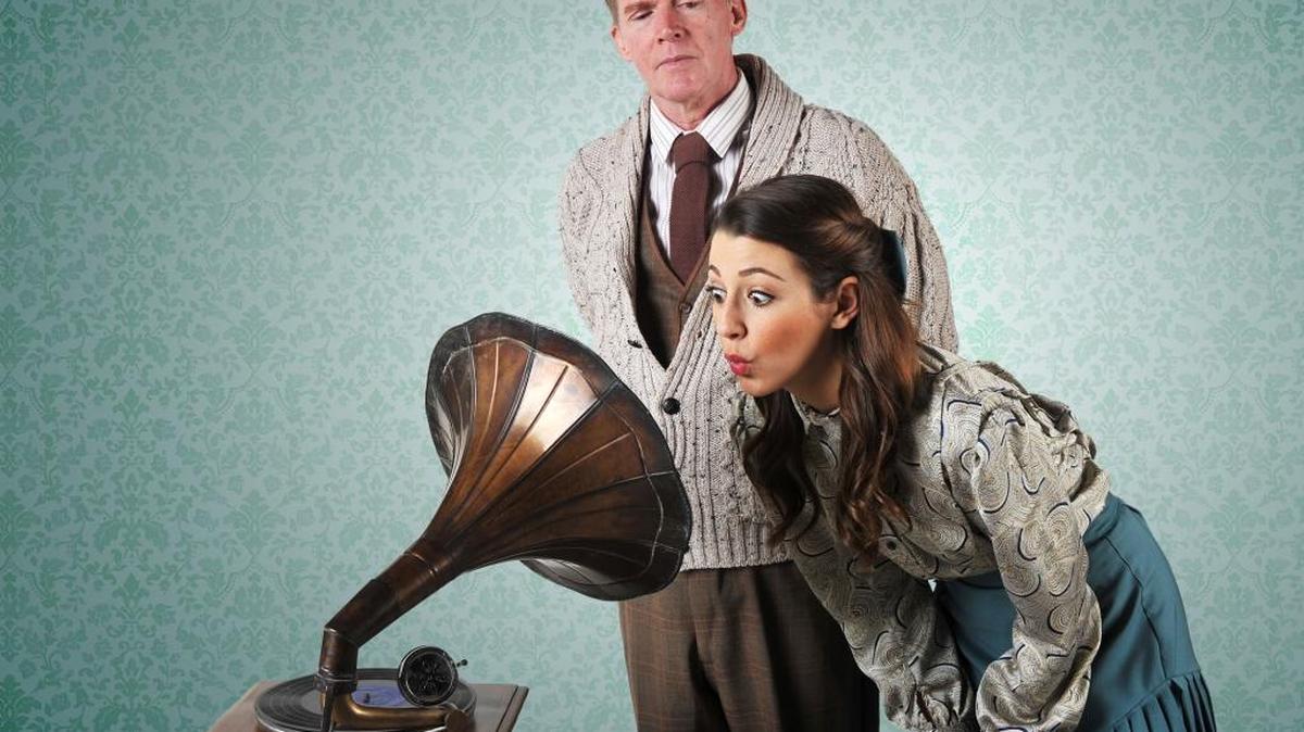 Images from the Sierra Repertory Theatre production of "My Fair Lady." Starring Russell Garrett (left) as Prof. Henry Higgins and Brittney Bertier (right) as Eliza Doolittle.