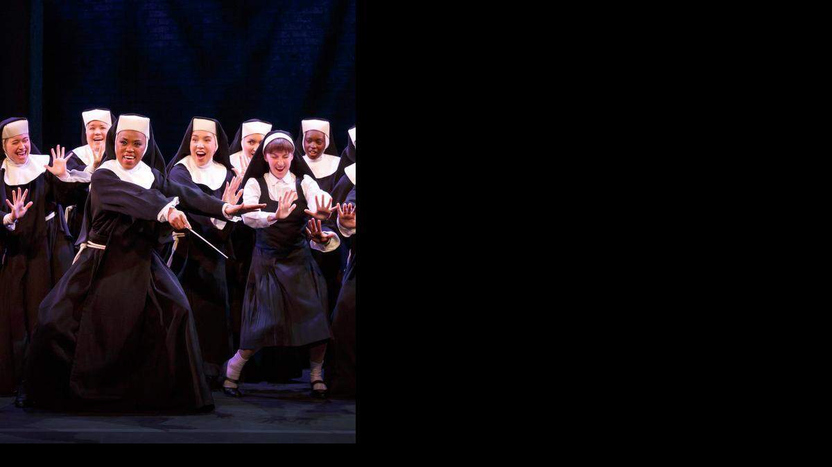 
Sister Act the Musical comes through on its national tour March 26-27, 2015 at the Gallo Center for the Arts in Modesto. Pictured Kerissa Arrington as Sister Mary Clarence (center) and the SISTER ACT Company in "Raise Your Voice." Also pictured Emily Kay Shrader as Sister Mary Robert (third from right, front row)
