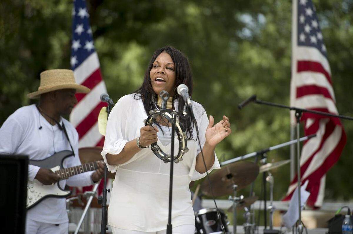 Deanna La Tour performs with the Cradle of Sound band during the Juneteenth Celebration at Mellis Park in Modesto in 2015.