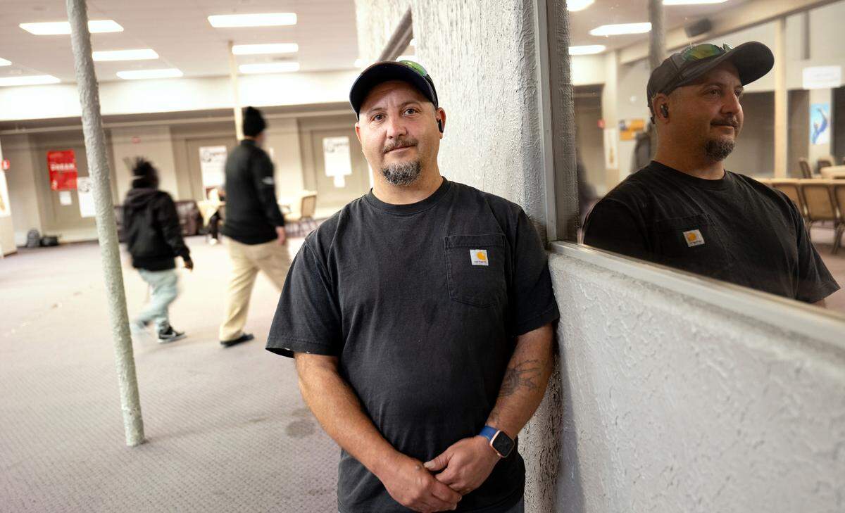 Joshua Hilburn at the Legacy Alliance Outreach in Modesto, Monday, Nov. 4, 2024. Hilburn, who has a felony on his record, is voting for the first time.