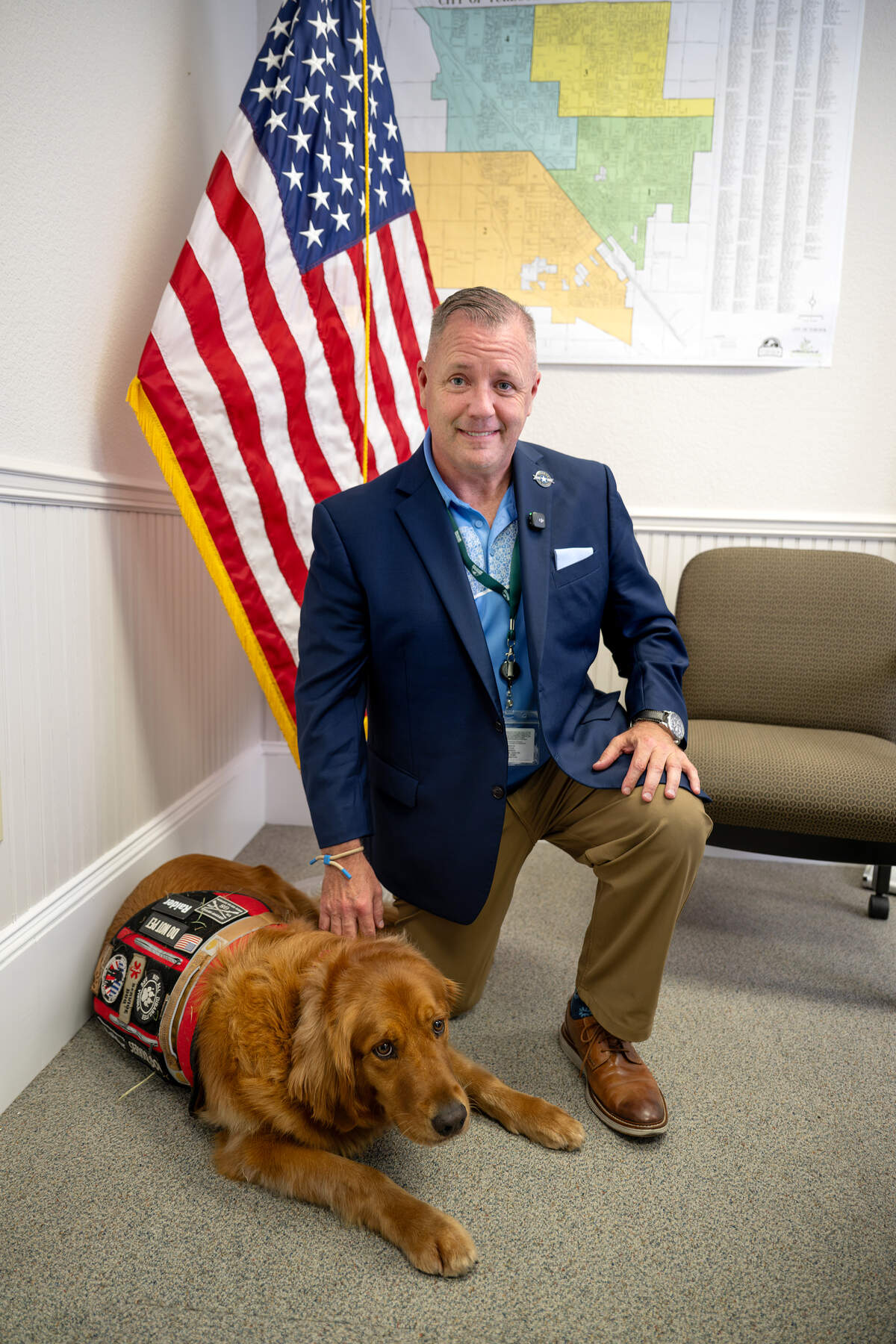 Turlock City Manager John J. Murphy and his service dog Raider.