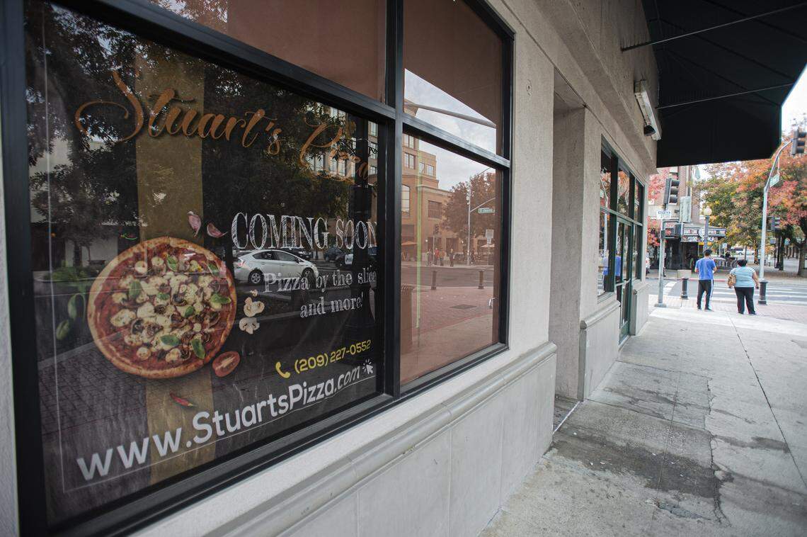 Stuart Pizza, a new pizza-by-the-slice place, is coming to 10th Street near J, shown here on Wednesday, November 13, in Modesto.