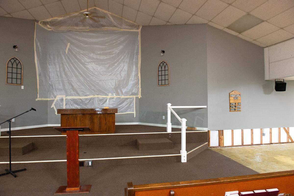 The Hughson Church of Christ was damaged and is awaiting repairs after a sewer leak in December.