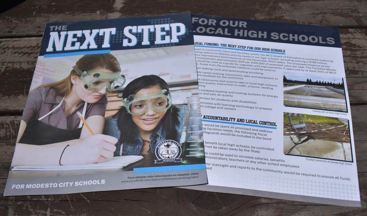 This is one of two mailers since April that Modesto City Schools has sent to voters and parents of students in its high schools about the potential bond measure and the condition of its high schools.