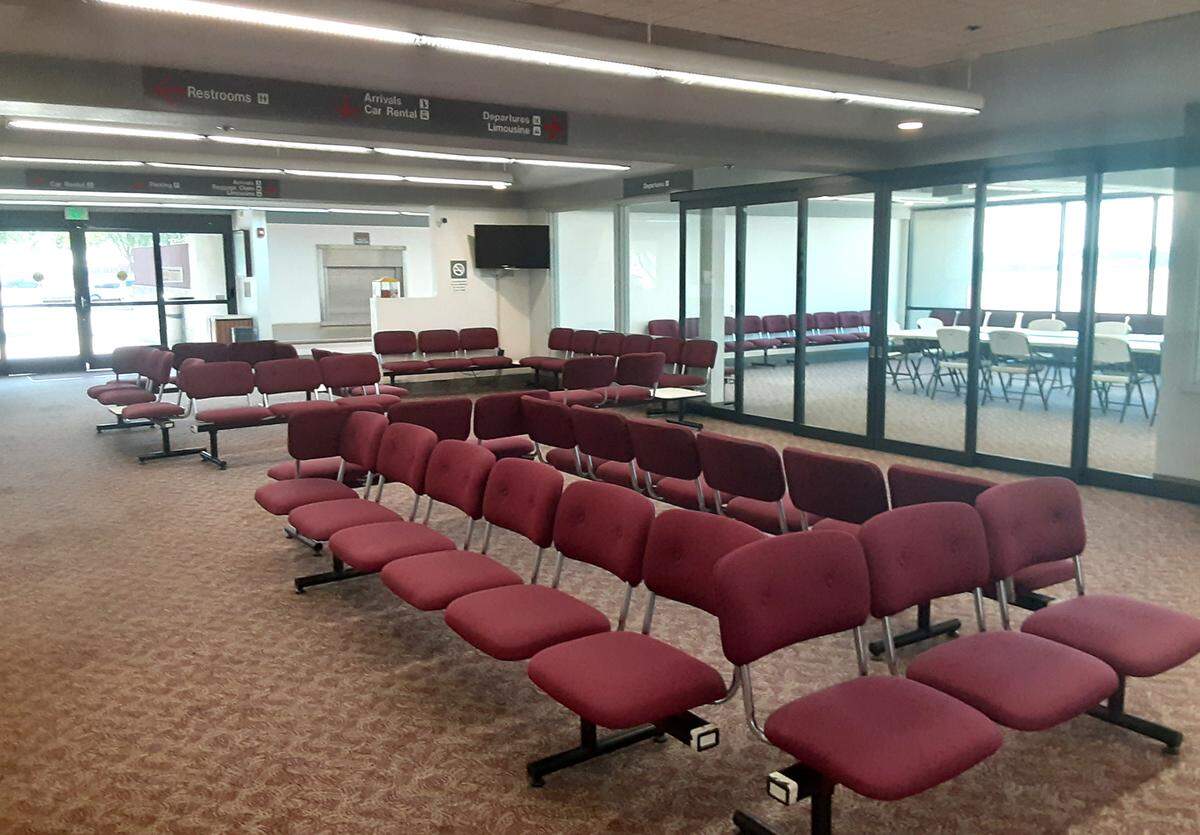 The airport lobby is empty in the late morning on Wednesday, Sept. 14, 2022. The airport’s commercial flights ended nearly a decade ago.