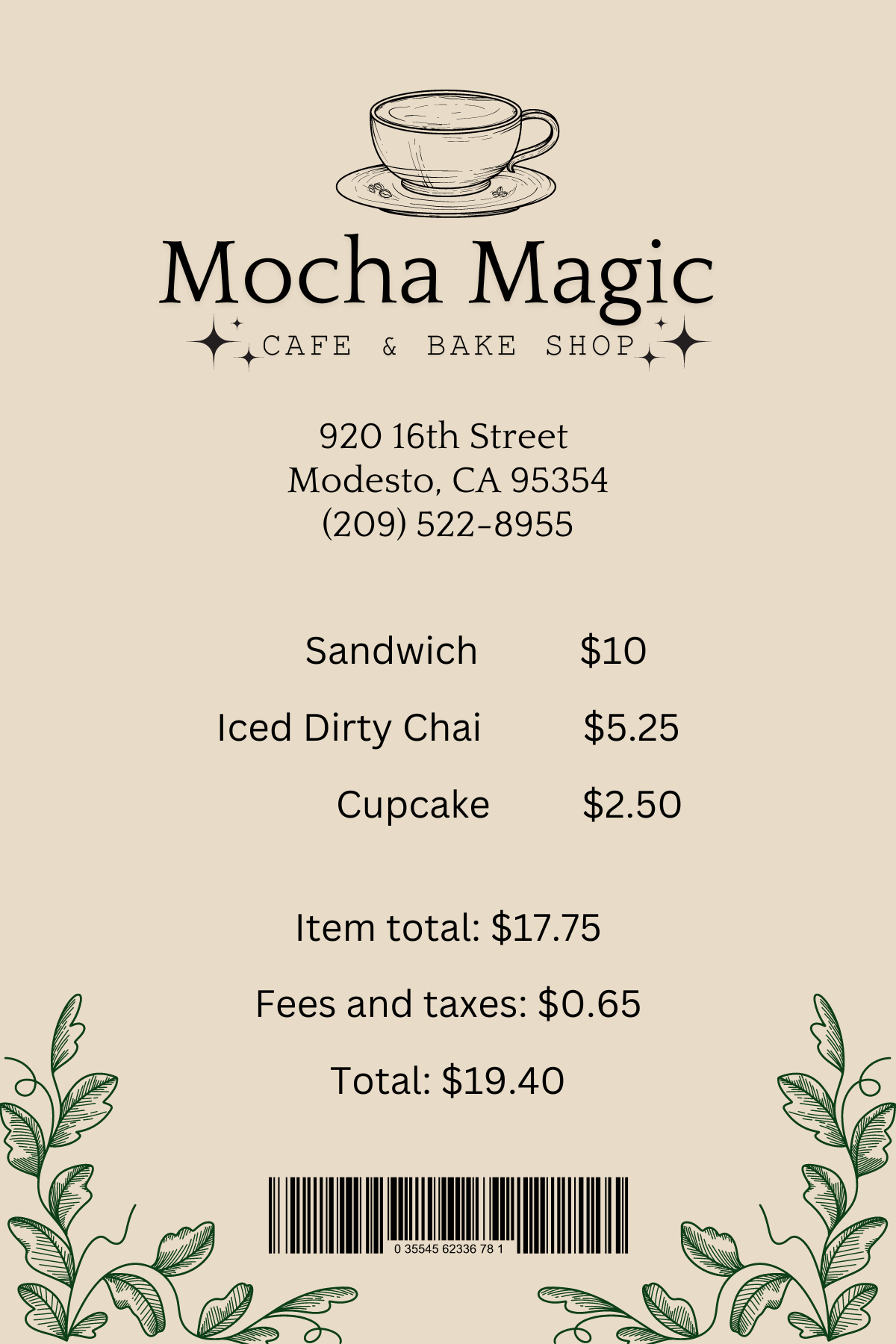 For $20, service journalism reporter Angela Rodriguez got these listed items at Mocha Magic Cafe and Bake Shop in downtown Modesto.