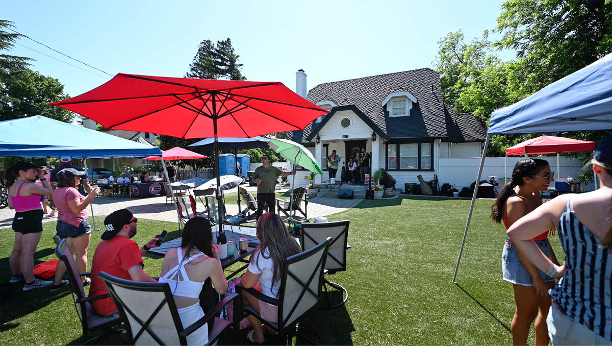 US4Love performs at a home on College Ave during Modesto Porchfest in Modesto, Calif., Sunday, May 21, 2023.