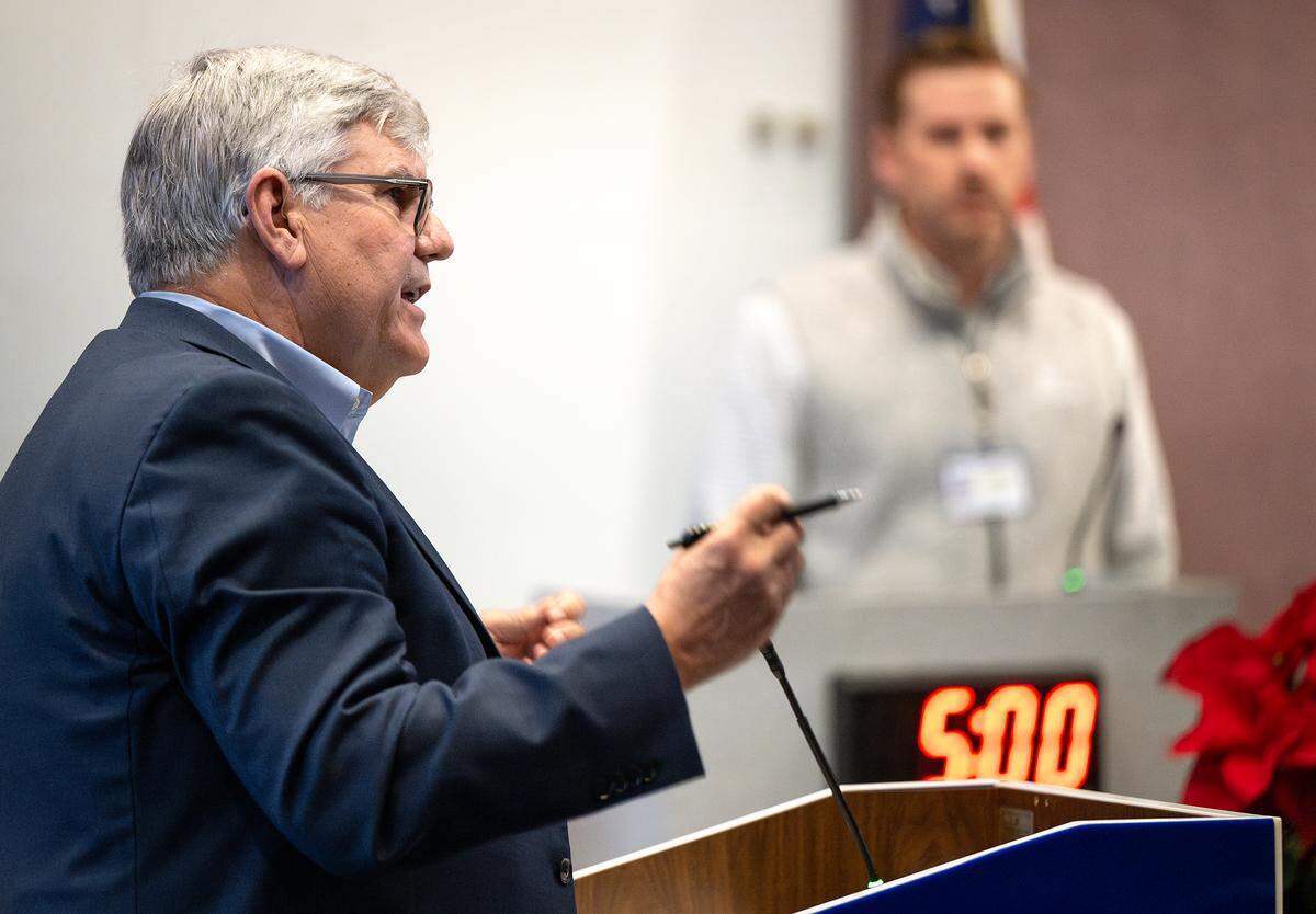 Tim Byrd speaks during public comment during the Modesto Irrigation District board meeting  Tuesday, Dec. 16, 2025. 