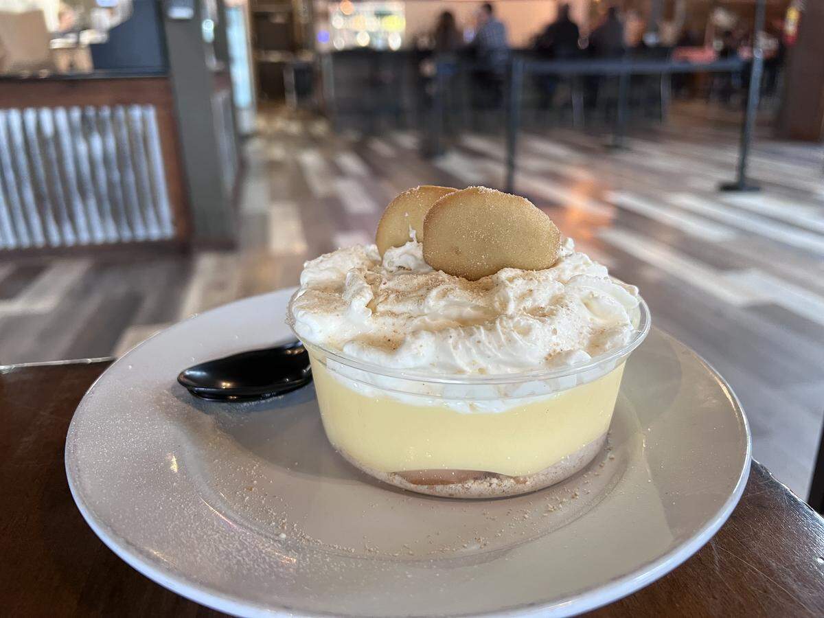 Dessert options at Backwoods Burgers include a banana wafer pudding.