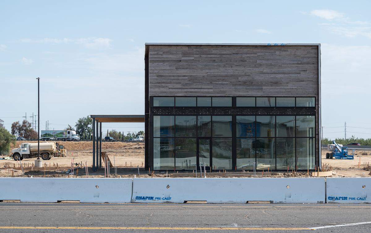 A future Ono Hawaiian BBQ restaurant facing Service Road is under construction at Ceres Gateway Center in Ceres, Calif., on Thursday, July 28, 2022.
