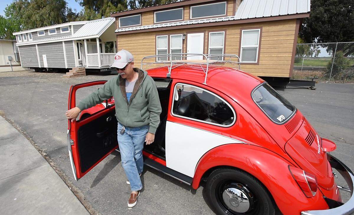 Michael Rodriguez donated his son’s 1970 Volkswagen Beetle to Camp Taylor near Grayson, Calif., on Monday, April 4, 2022. Chase Rodriguez had spent about a dozen summers at Camp Taylor, first as a camper and then as mentor to other campers. He died in 2018 from a heart attack at the age of 29.