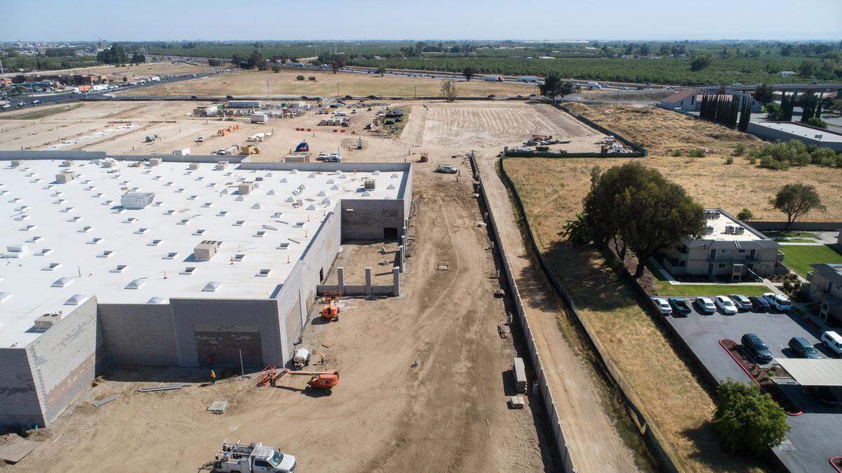 A new Walmart Supercenter is underconstruction on Service and Mitchell Roads in Ceres, Calif., on Wednesday, April 21, 2021. A planned In-N-Out Burger has the approval for a restaurant on the southwest corner of Service and Mitchell at the top left of the picture.