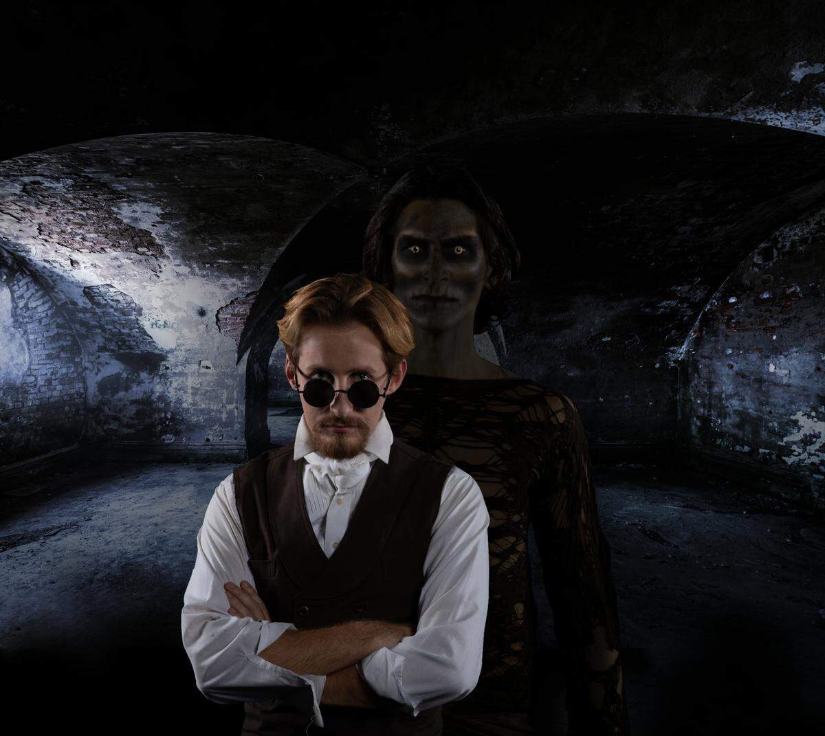 Grant Landon as Victor Frankenstein and Aaron Gulevich as The Creature in the Central West Ballet production of “Frankenstein.”