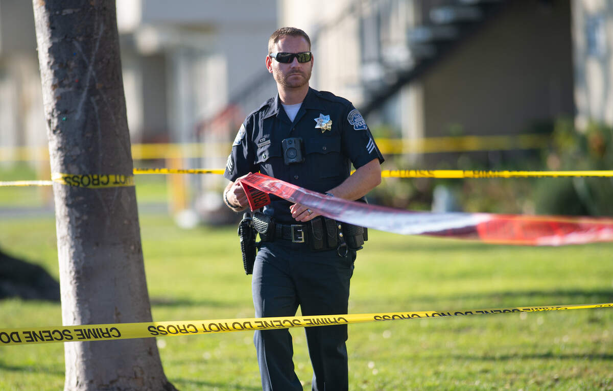Modesto police investigate a shooting at El Casa Verde apartment complex on Robertson Road in Modesto, Calif., on Wednesday, Jan. 19, 2022.
