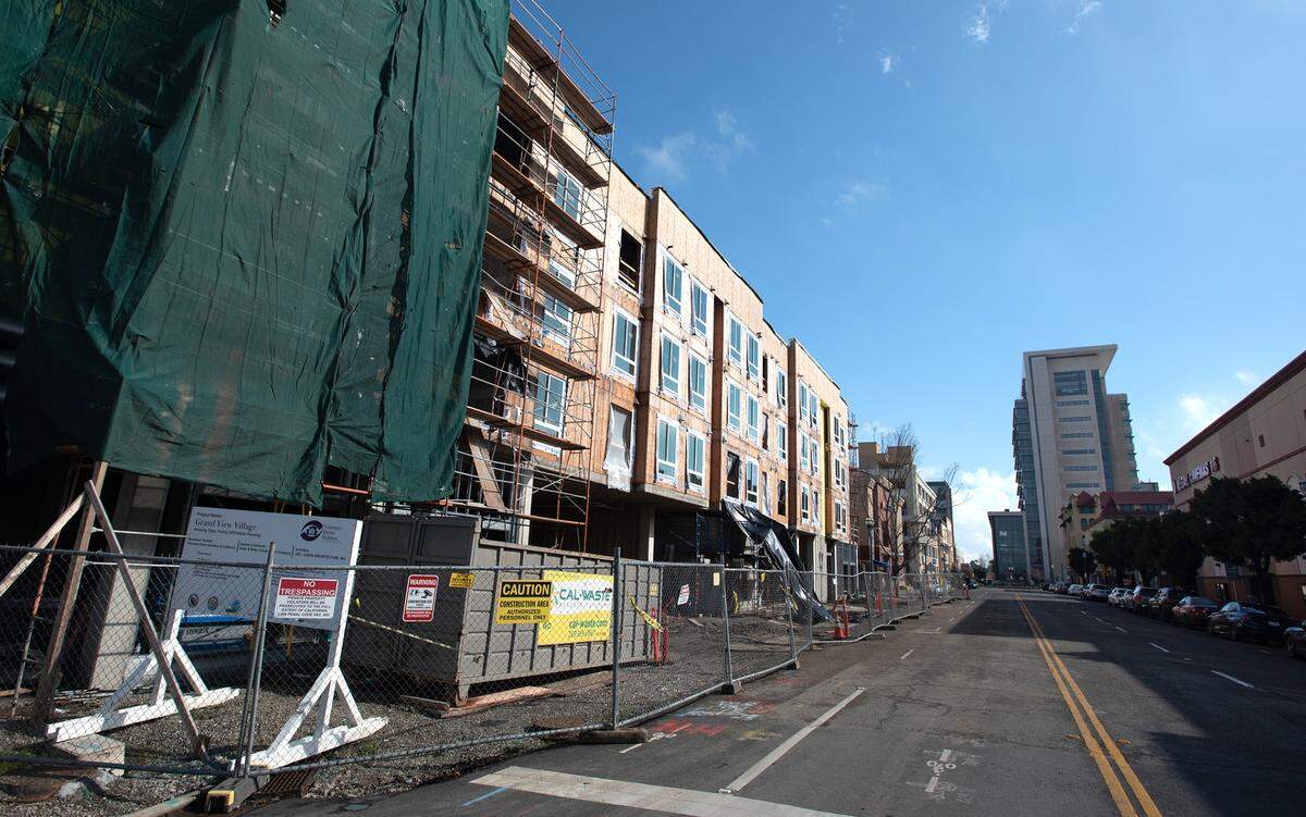 Grand View Village family affordable housing development being built by Visionary Home Builders on Miner Avenue in downtown Stockton, Calif., Saturday, March 11, 2023.