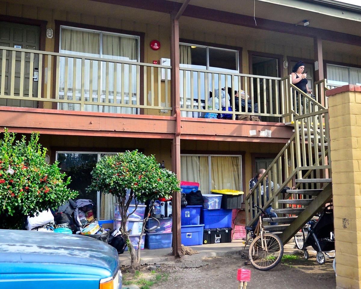 Residents at the Budgetel Inn & Suites on McHenry ave vacate the property after being evicted by the hotel due to the business’s closure on January 26, 2019 in Modesto California.