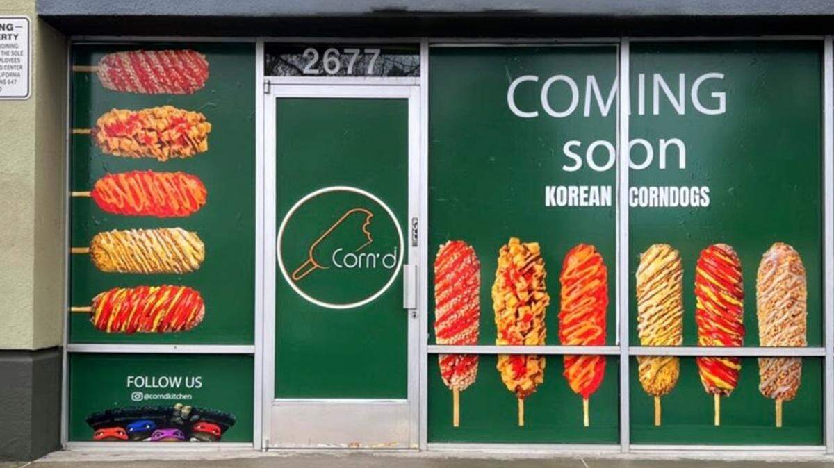 The exterior of the new Corn’d Korean corn dog shop opening on Geer Road in Turlock, Calif.