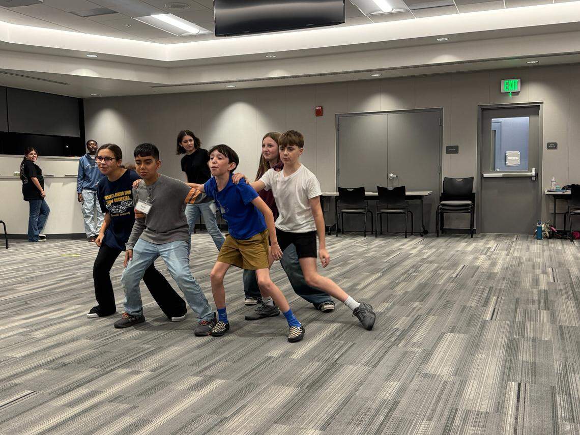 A group of students participates in a Gallo Center Youth Academy class. 