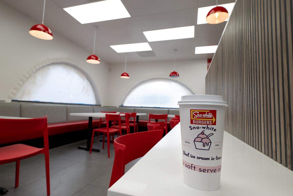 Interior of the new Sno-White Burgers restaurant on McHenry set to open next month.