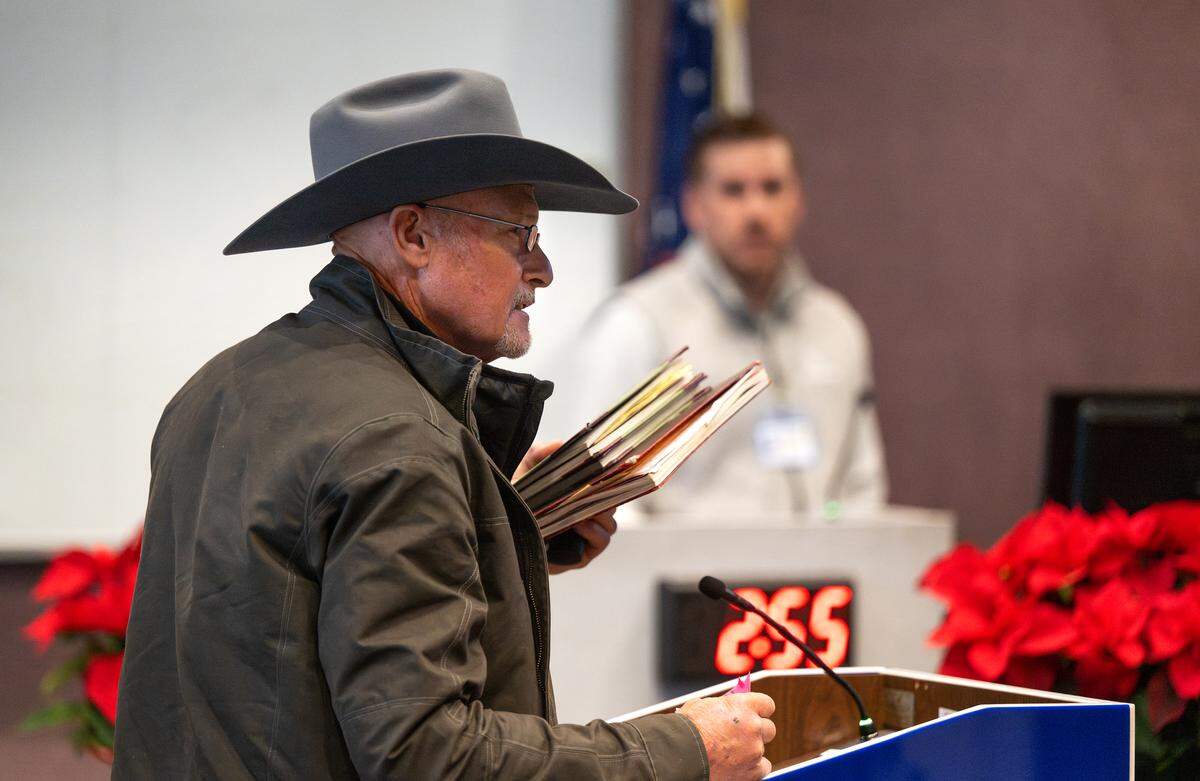 Todd Sill speaks during public comment at the Modesto Irrigation District board meeting Tuesday, Dec. 16, 2025. 