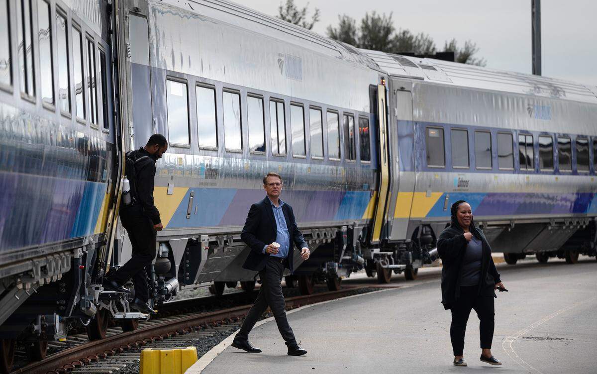 Amtrak showed off its new Venture passenger coaches for its San Joaquins line at the ACE Rail Maintenance Facility in Stockton, Calif., Tuesday, March 5, 2024.