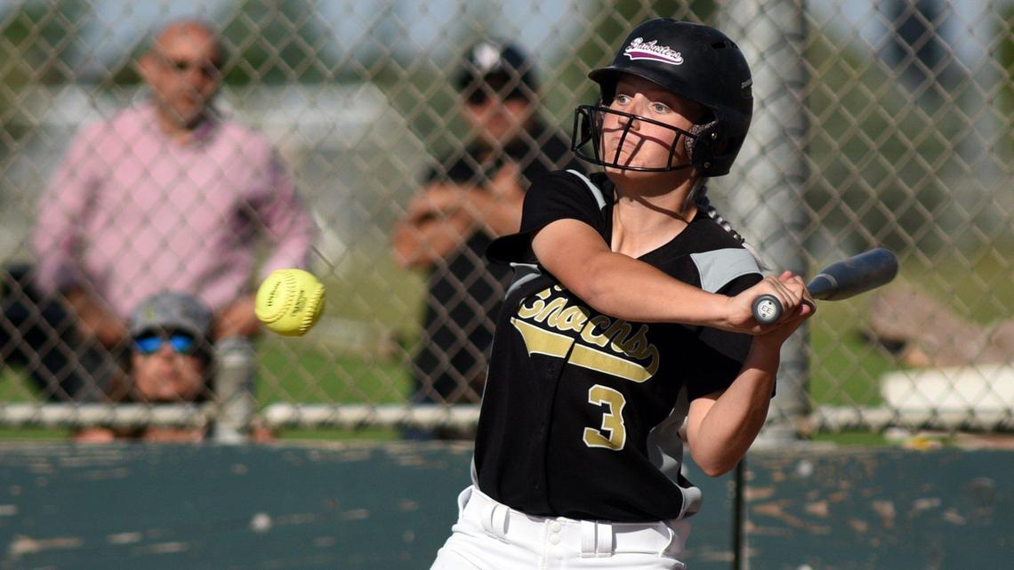 Enochs high school’s #3 Kara Pittel bats Monday afternoon May 13, 2019 in a game against Lodi at Enochs High school in Modesto, Calif. The two teams met for the CIF Sac-Joaquin section division 1 softball playoffs.