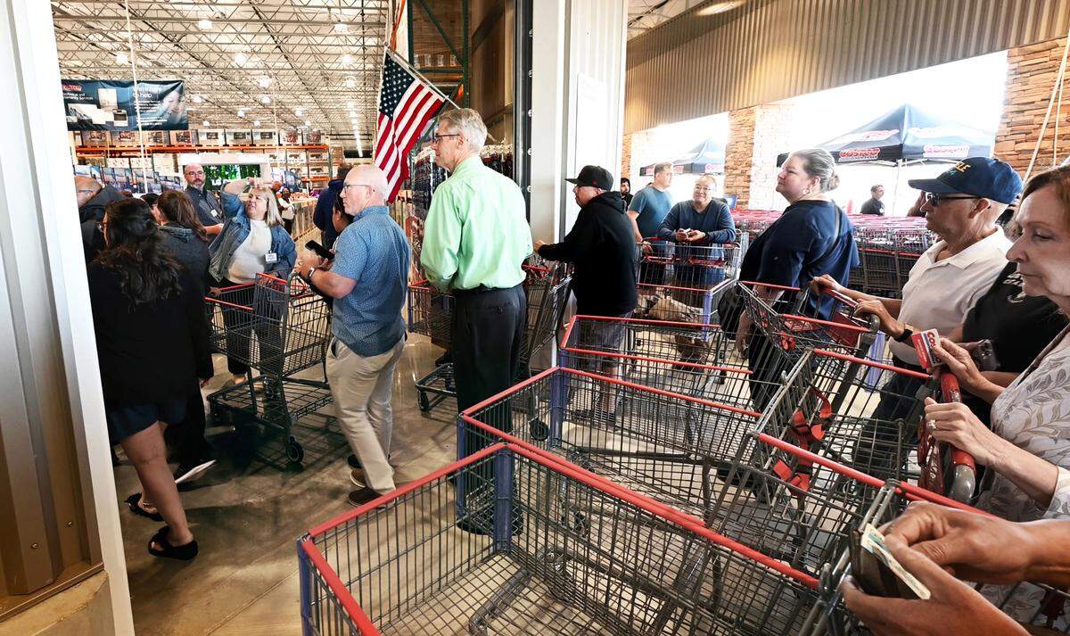 Costco members enter the new warehouse store in Riverbank, Calif., Thursday, June 13, 2024.