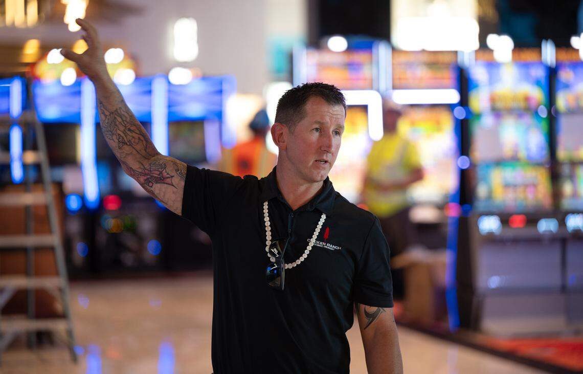 Lloyd Mathiesen, chairman of the Chicken Ranch Rancheria Me-Wuk Indians of California, gives the media a tour of the new Chicken Ranch Casino Resort in Jamestown, Calif., Tuesday, July 2, 2024.