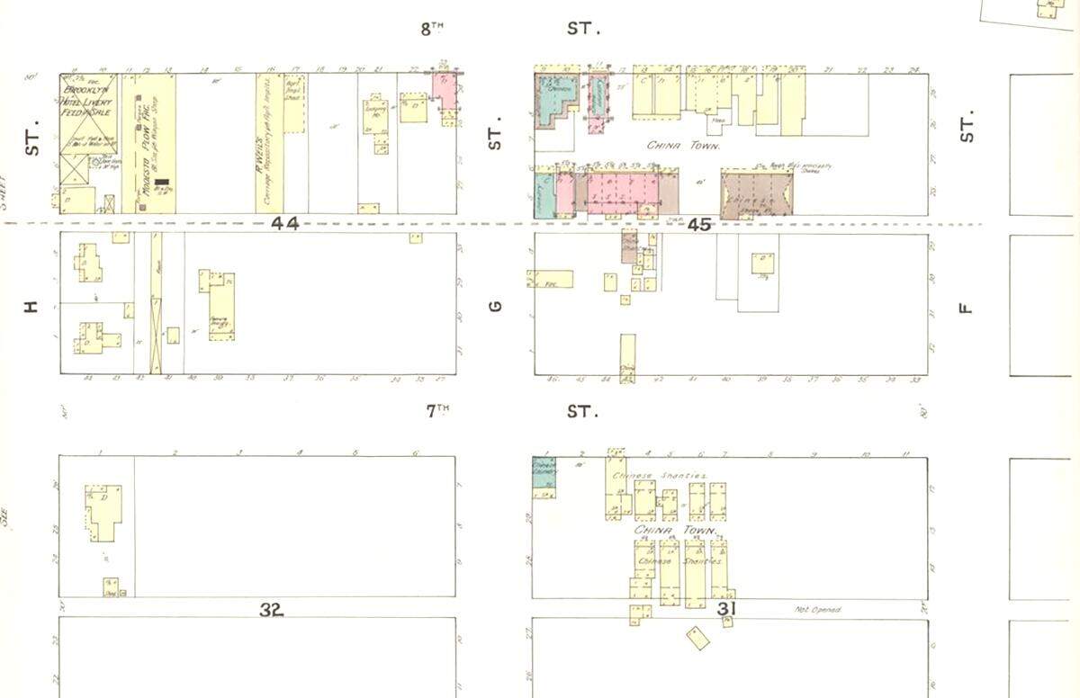 SabornFireInsurance_1895: A Sanborn Fire Insurance map of Modesto’s Chinatown from 1895.