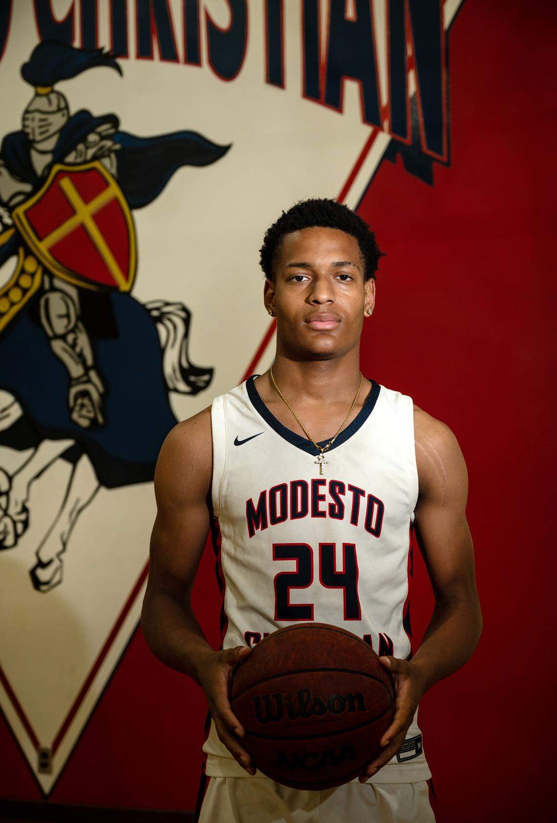 Modesto Christian’s Jamari Phillips is The Modesto Bee’s player of the year. Photographed in Salida, Calif., on Wednesday, April 13, 2022.