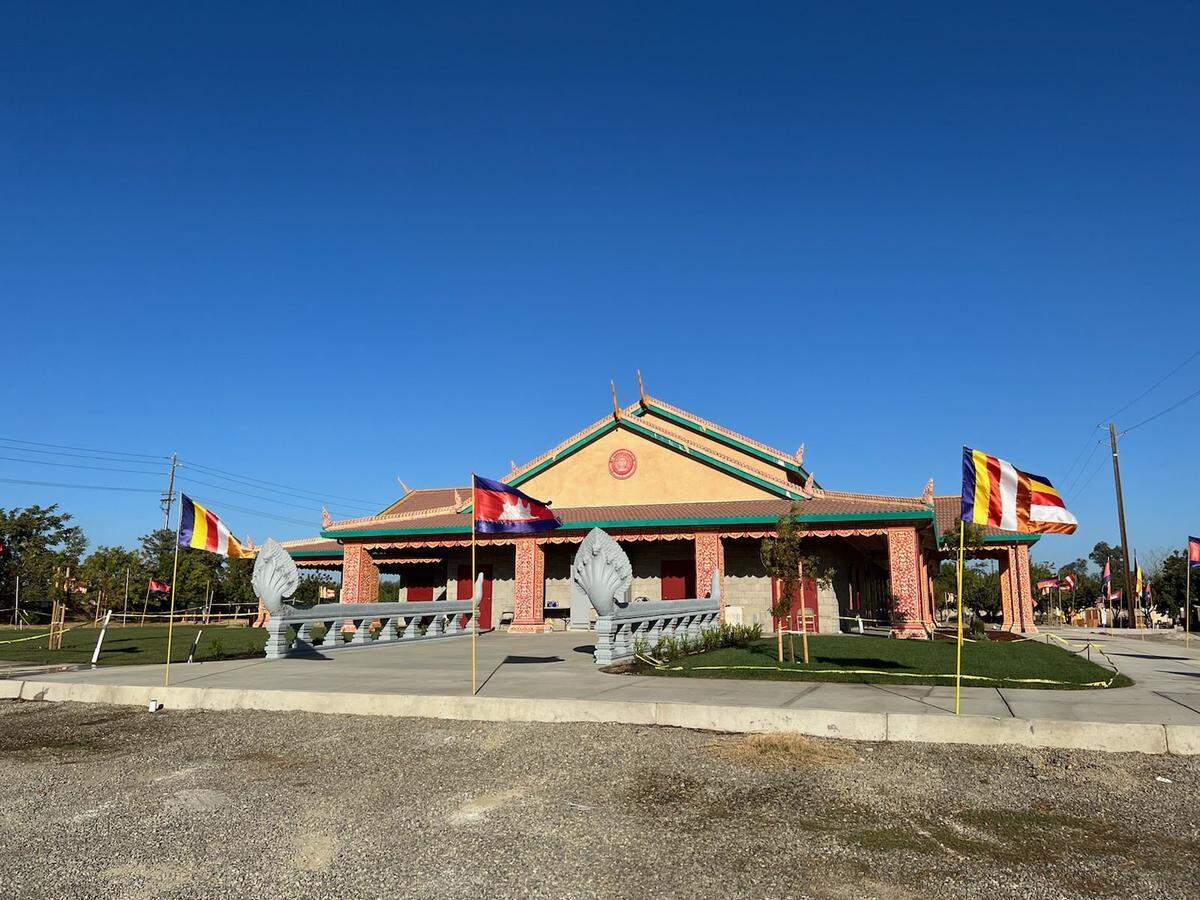 The new temple at the Modesto Cambodian Buddhist Society is a the project of a decade of work. The dragons at the entrance are from Cambodia and feature engravings that mimic the ancient Angkor Wat temple complex.