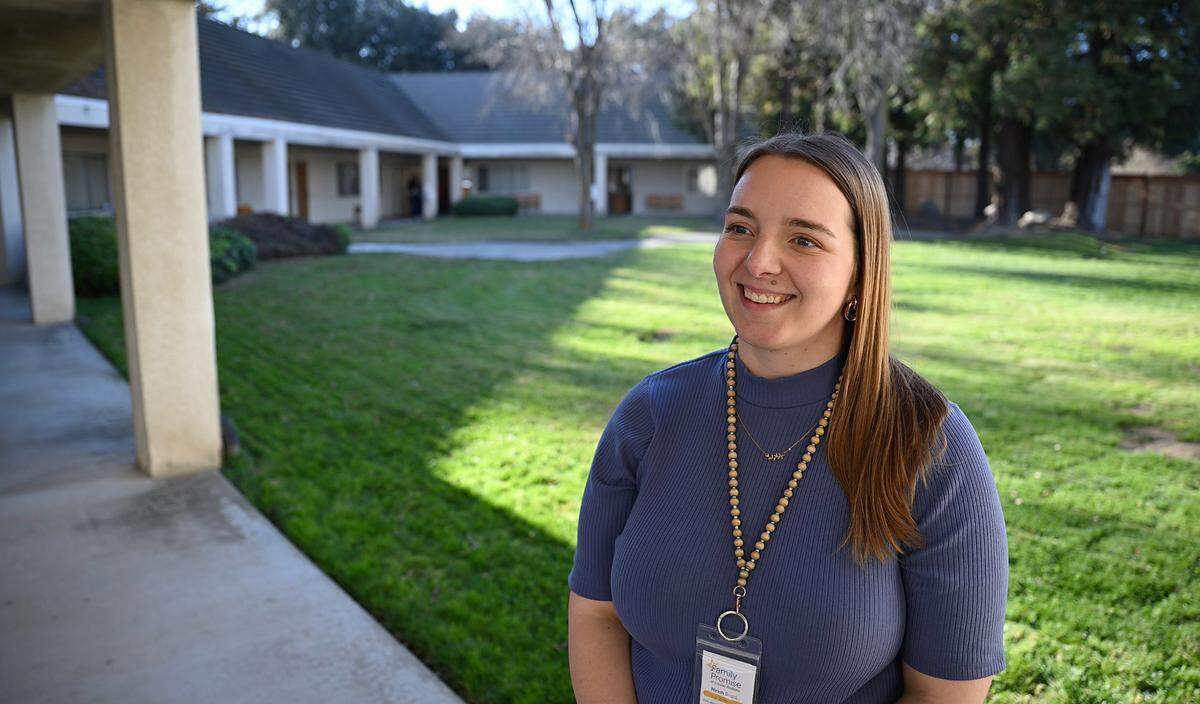 Family Promise Director Miriah Brazil at the Church of the Brethren in Modesto on Jan. 9, 2024.