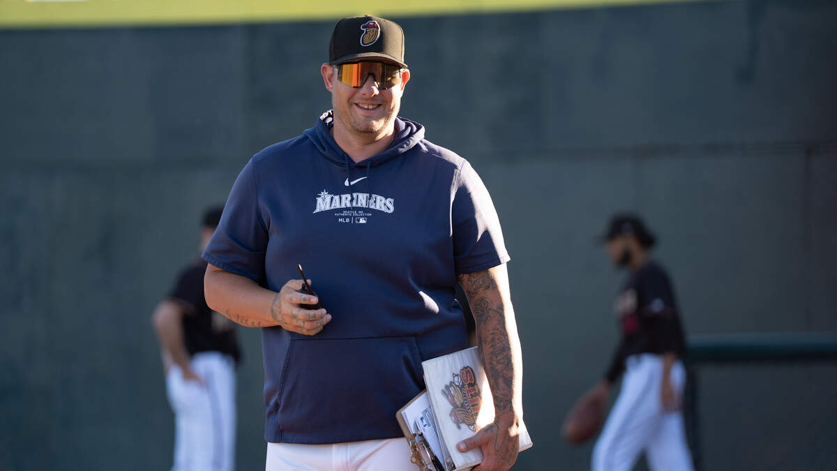 Modesto Nuts pitching coach Jake Witt walks from the bullpen to the home dugout before a game against the Inland Empire 66ers on Wednesday, Aug. 13, 2025.