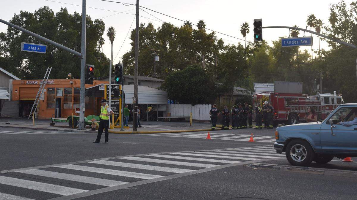 The Turlock Fire Department attacked a structure fire on the 300 block of Lander Avenue on Saturday afternoon. The exterior fire spread to two other structures, including a tire shop.