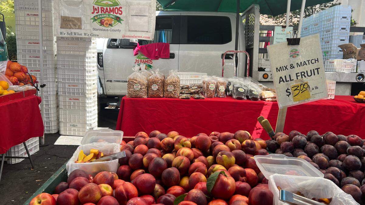 The high temperature in Modesto on Saturday is expected to be near 87 — nice weather for a visit to a local farmers market.