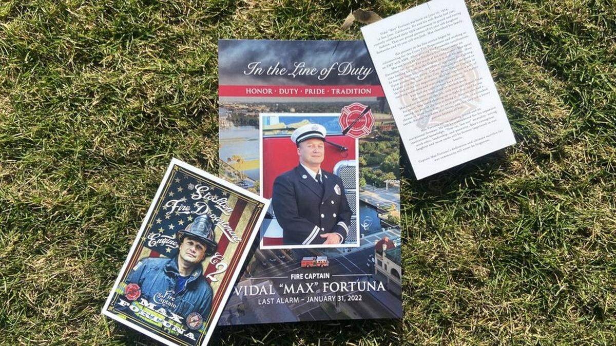 The program for the funeral service of Stockton Fire Captain Max Fortuna. Feb. 8, 2022