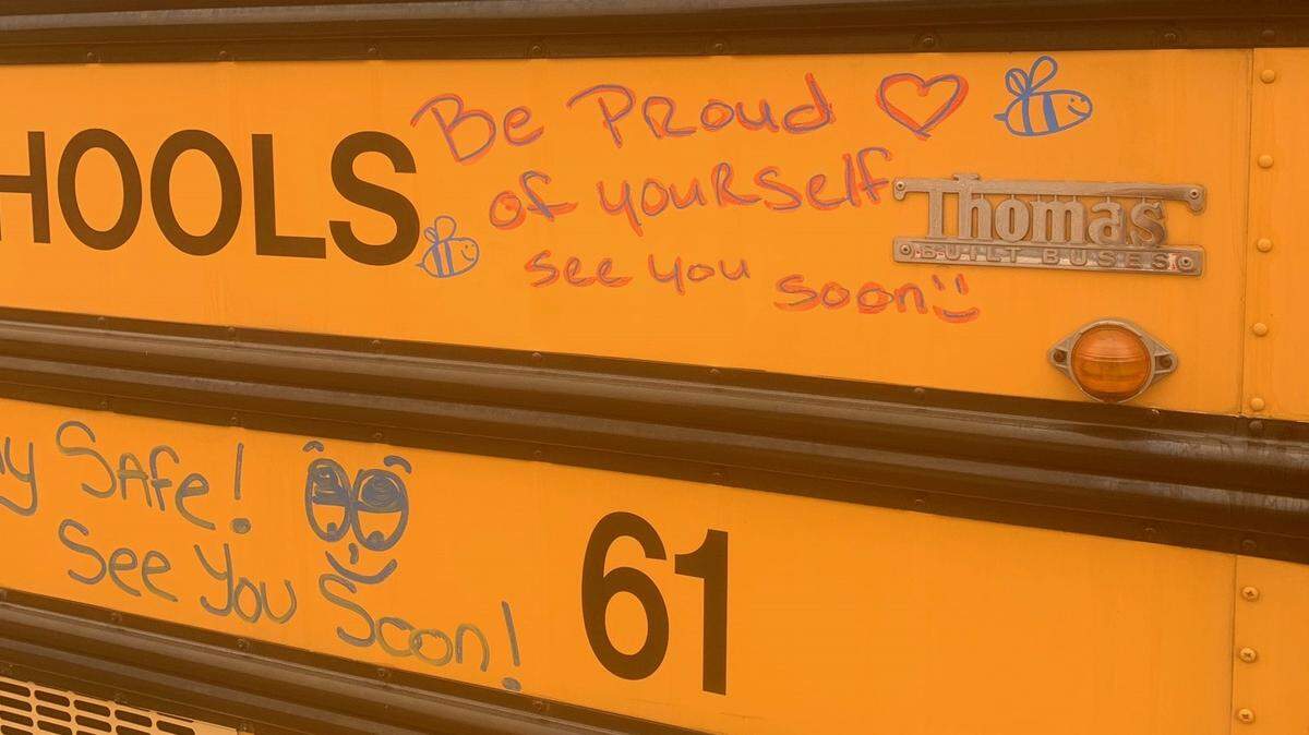 In August, the school bus was decorated with messages to Modesto City Schools students.