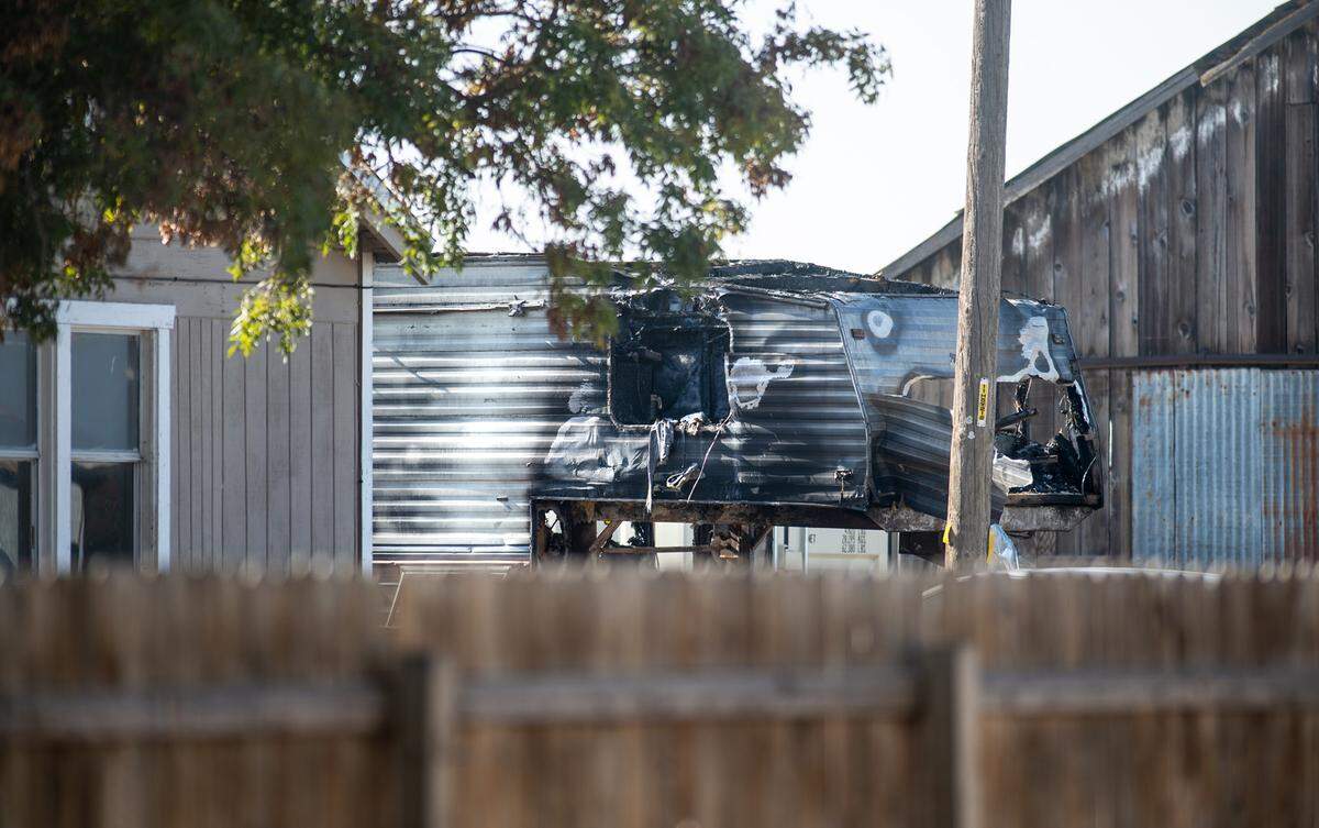 A woman was severely burned in a fire in a travel trailer behind a house on Roselle Avenue in Modesto, Calif., Wednesday, Nov. 23, 2022. Photographed Saturday, Nov. 26, 2022.